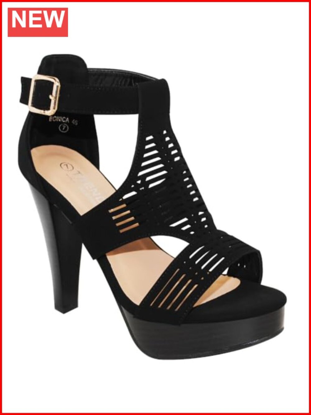 Open Toe Ankle Strap Sandal Stacked Heel Cutout Western Bootie